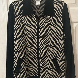 Misook Zebra Pattern Jacket in Black and White